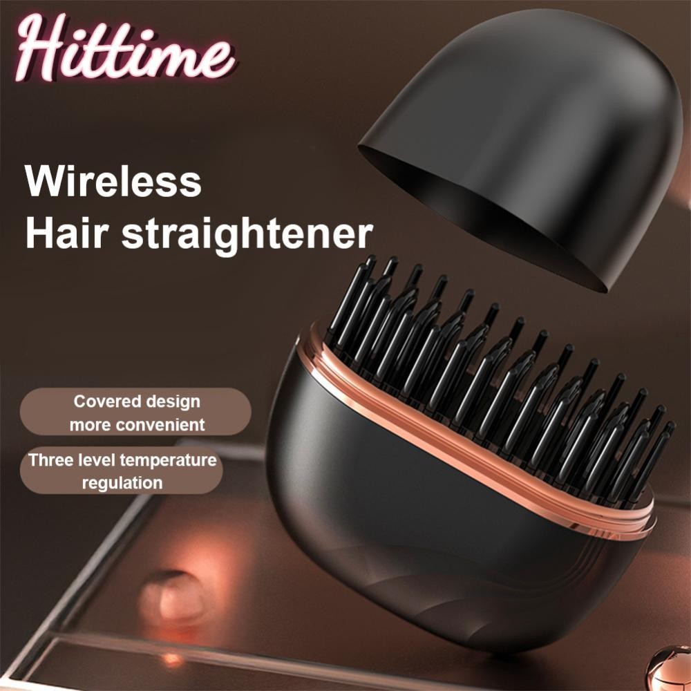 Hittime มินิแบบพกพาไร้สายหวีผมตรงชาร์จอุณหภูมิปรับ Dual-purpose Hair Straightener Curling Iron เครื่องมือจัดแต่งทรงผม F5M8