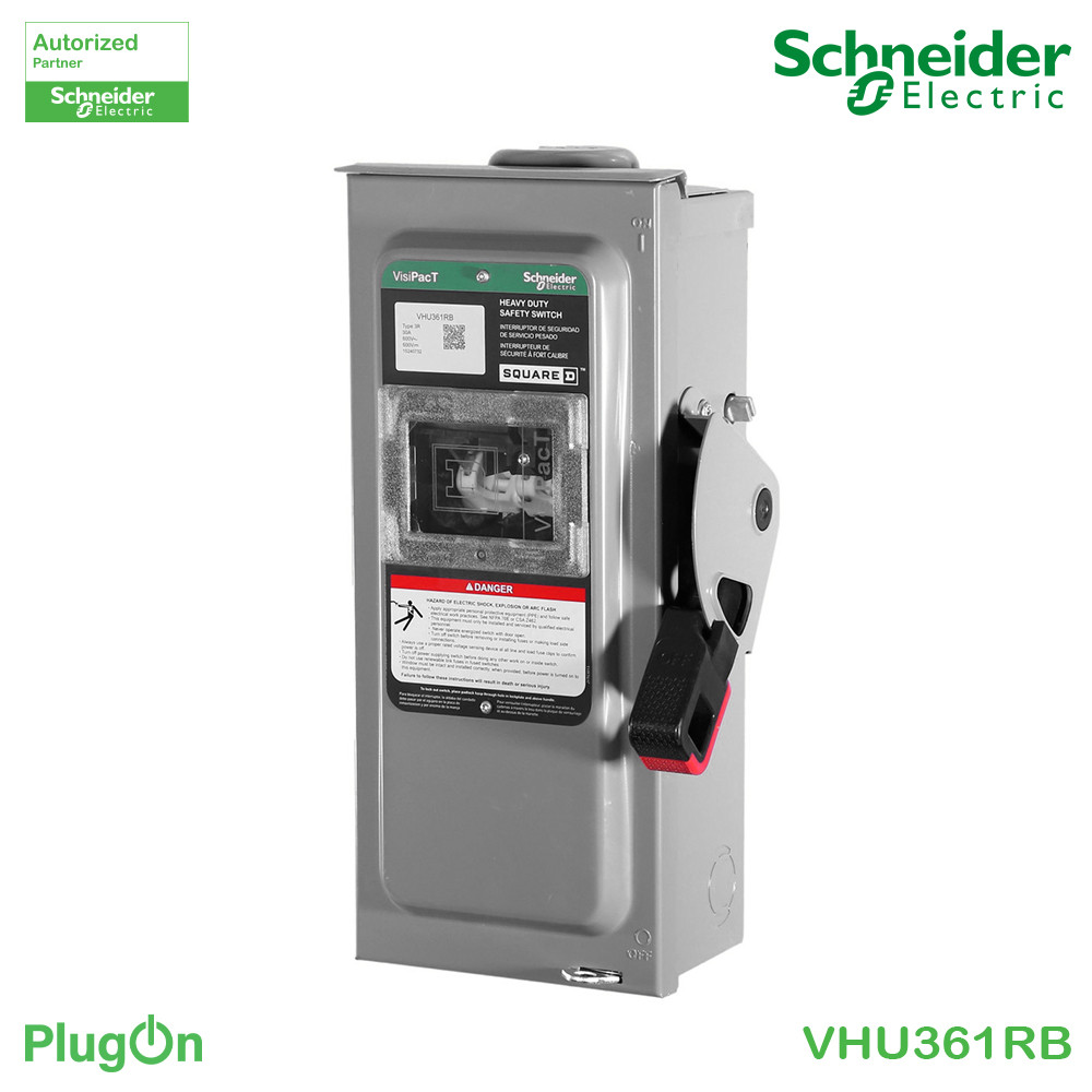 Schneider เซฟตี้สวิตช์แบบไม่มีฟิวส์เป็นสะพานไฟ 30 แอมป์ สำหรับไฟ 3เฟส 600V 600VAC | VHU361RB