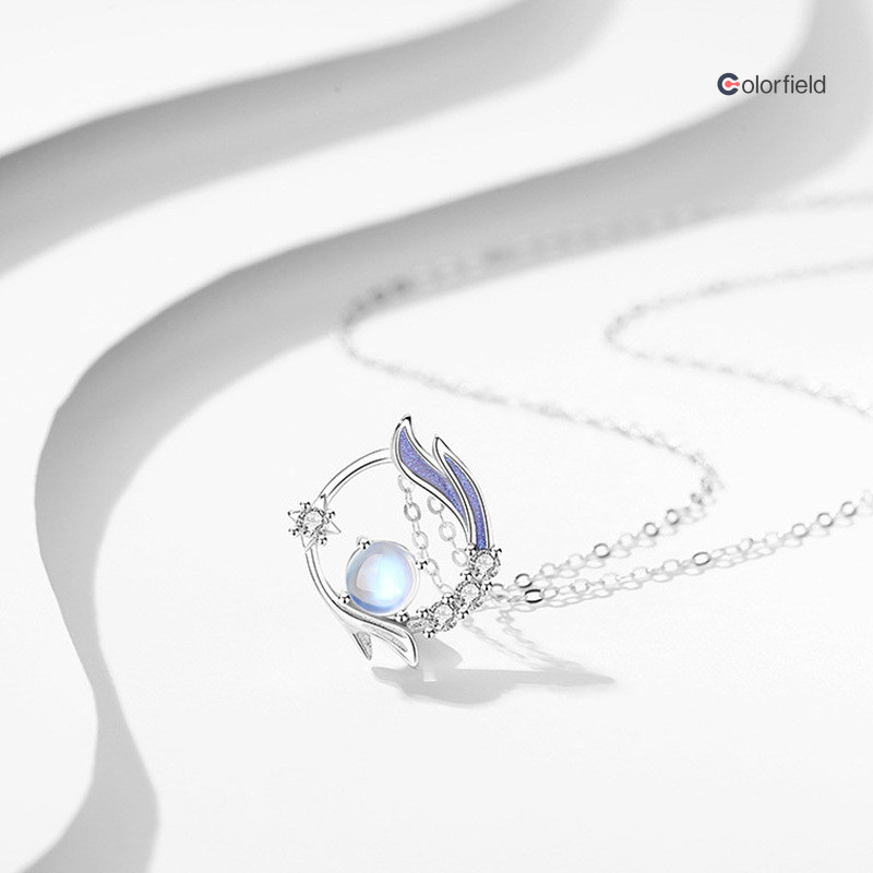 Colorfield สร้อยคอหินดวงจันทร์ผู้หญิงออกแบบหางปลาความรู้สึกพรีเมี่ยมหรูหราโซ่ไหปลาร้าสร้อยคอ