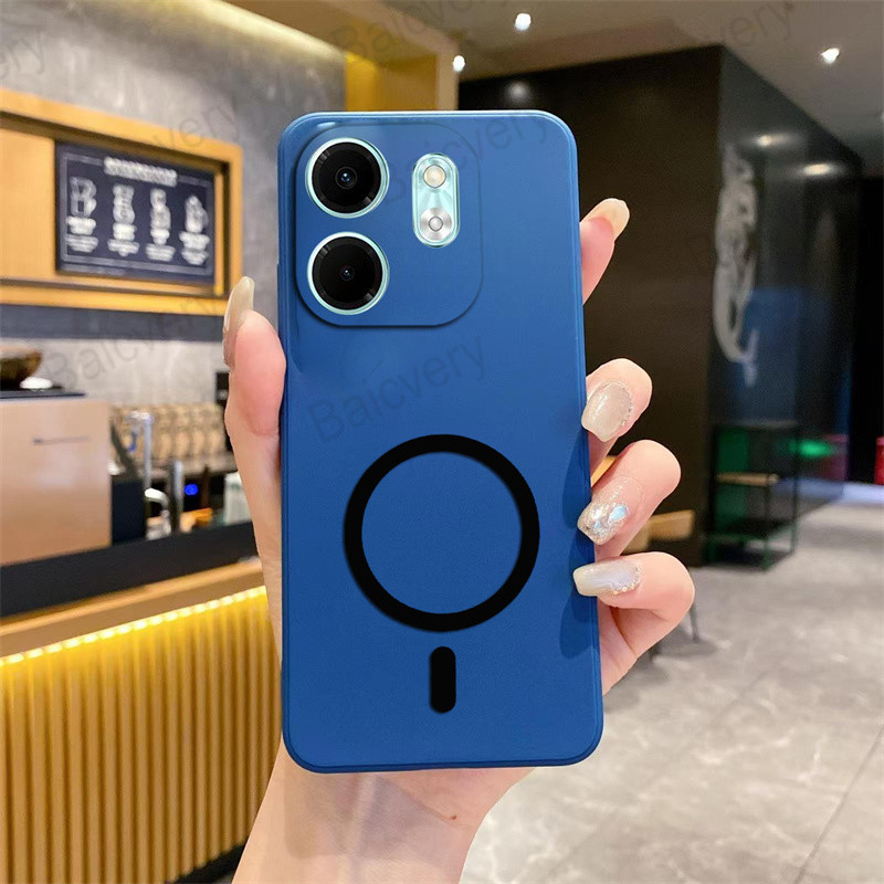 ปลอกแฟชั่นสําหรับ Infinix HOT 50i / Infinix Smart 9 คุณภาพสูงซิลิคอนอ่อน Anti-drop ฝาครอบ TPU กันกระแทกป้องกันด้วยสติกเกอร์แม่เหล็ก