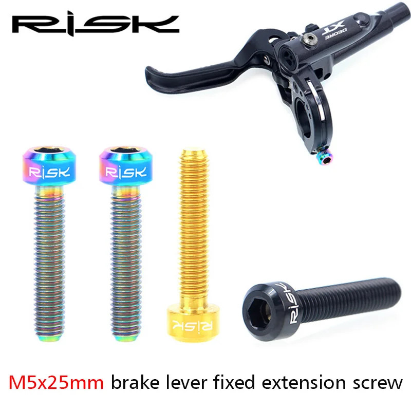 Risk 2 ชิ้น M5x25 มิลลิเมตรไทเทเนียม MTB จักรยานเบรค Levers Fixed Bolt สําหรับท่องเที่ยว R RS RSC จักรยานเสือภูเขาเบรค Handle Grip Clamp แหวนสกรู