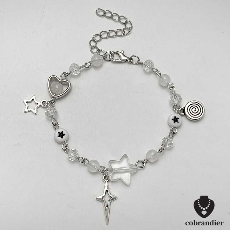 ส่งเร็ว⚡สร้อยข้อมือหัวใจทำด้วยมือ Punk Hollowed Out สร้อยข้อมือ Pentagram สำหรับคู่รักสร้อยข้อมือเพื่อนที่ดีที่สุดCOD