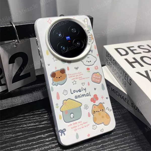 เคส Vivo X200 X100 5G เคส Vivo X200 X100 Pro เคสบ้านแมว เคสแข็งกันกระแทก เคสลายอุ้งเท้าแมวการ์ตูน