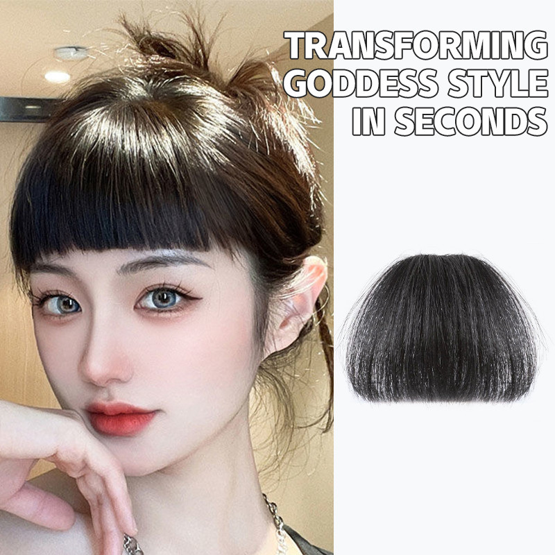 Rubuyou วิกผมแบบอะนาล็อกผู้หญิงปลอมผมหน้าม้าตรงชิ้นผมหน้าม้าธรรมชาติ