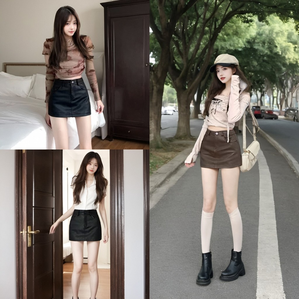 กระโปรงสั้น หนัง pu เอวสูง ทรงเอ แต่งจับจีบ สีน้ําตาล แฟชั่นฤดูใบไม้ร่วง และฤดูหนาว สไตล์ใหม่ สําหรับผู้หญิง 2023