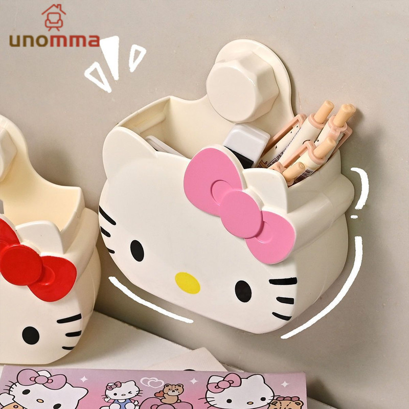 2 in 1 กล่องเก็บของ ลายคิตตี้ ติดผนัง พร้อมฝาครอบกันฝุ่น
