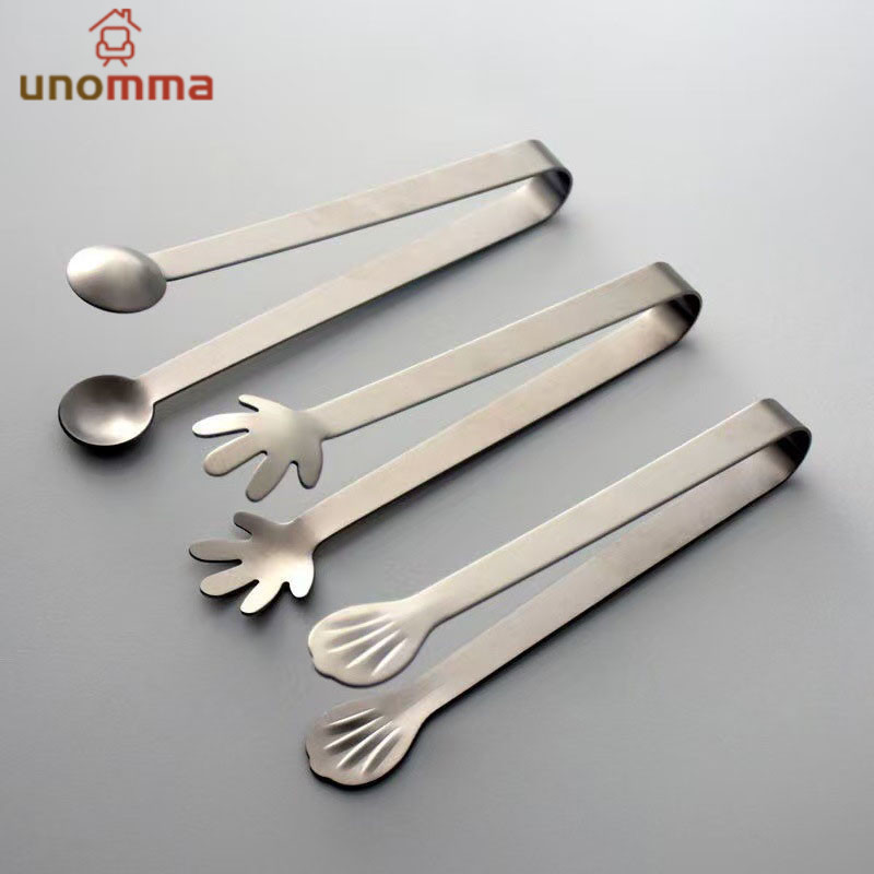 🎈ที่คีบน้ําแข็ง ที่หนีบน้ำแข็ง สเตนเลส สําหรับคีบน้ําแข็ง อาหาร บาร์บีคิว unomma