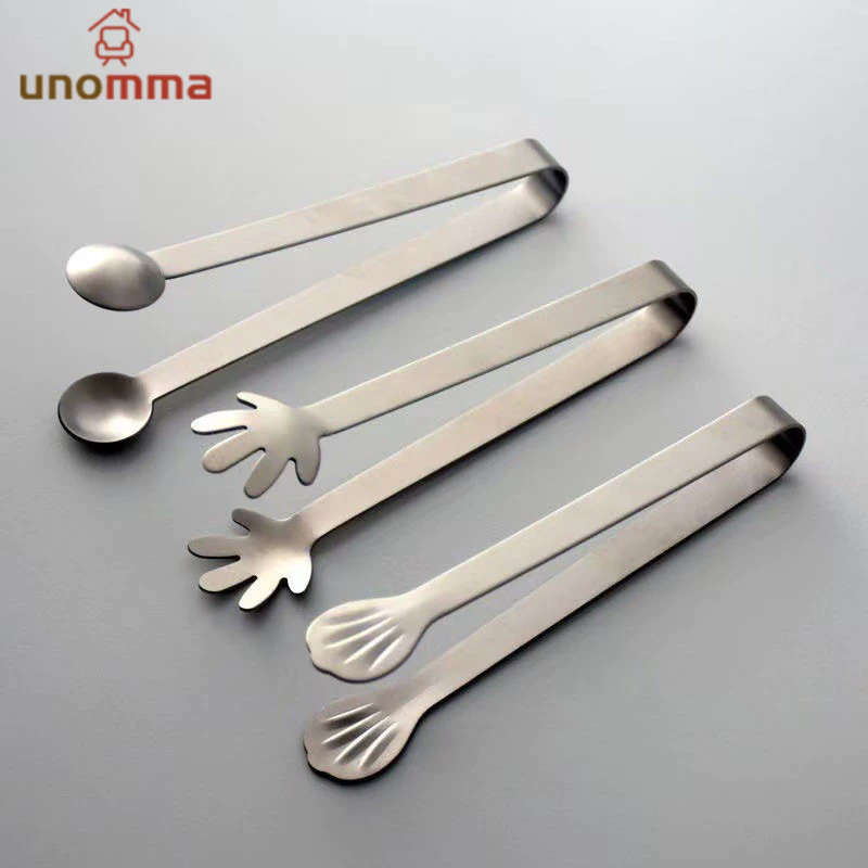 🎈ที่คีบน้ําแข็ง ที่หนีบน้ำแข็ง สเตนเลส สําหรับคีบน้ําแข็ง อาหาร บาร์บีคิว unomma