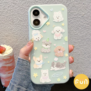 น่ารักแมวสุนัขเคลือบโทรศัพท์มือถือกรณีเข้ากันได้สําหรับ ไอโฟน 16 15 14 13 มือโปร สูงสุด 16โปรแม็กซ์ รูใหญ่ช็อกทนป้องกัน ทีพียู + พีซี 2 ใน 1 ปกหลัง