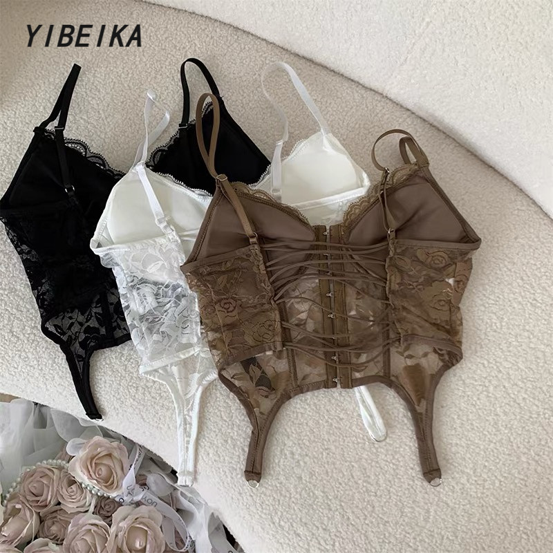 เสื้อสายเดี่ยว ผ้าลูกไม้โครเชต์ ปักลายก้างปลา สําหรับผู้หญิง