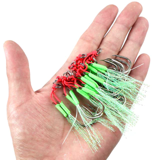 1pcs Luminous Fishing Hook 10 #-20 # Assist Hook jig Lure Double Slow Fast คู่ Jigging Fish jig Assist Hooks