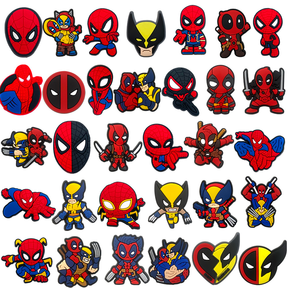 ชุด 13-32 ชิ้นรองเท้า Charms การกําหนดค่าอะนิเมะยอดนิยมรองเท้าแตะหัวเข็มขัด PVC รองเท้าอุปกรณ์เสริมปุ่ม