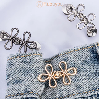 Rubuyou Hollow Four Leaf Clover เอวหัวเข็มขัด สําหรับกางเกงยีนส์กระโปรง DIY เสื้อผ้า สนาปเย็บฟรีไม่มีรอยต่อถอดออกได้-COD