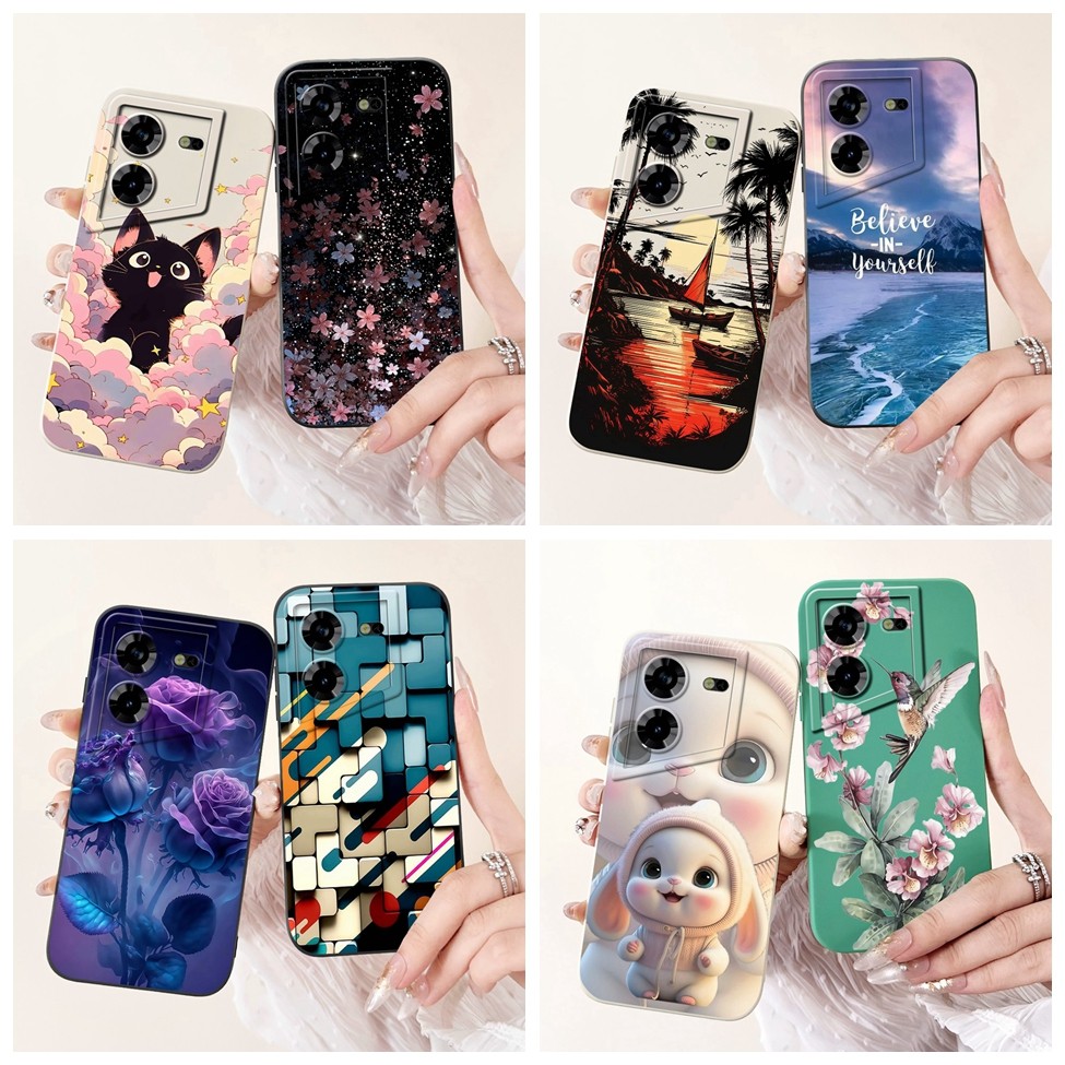 Tecno Pova 5 Pro กรณี LH8n ซิลิโคนแมวน่ารักแฟชั่นผีเสื้อดอกไม้รักทาสีฝาครอบ Techno Pova 5 Pro เคสโทร