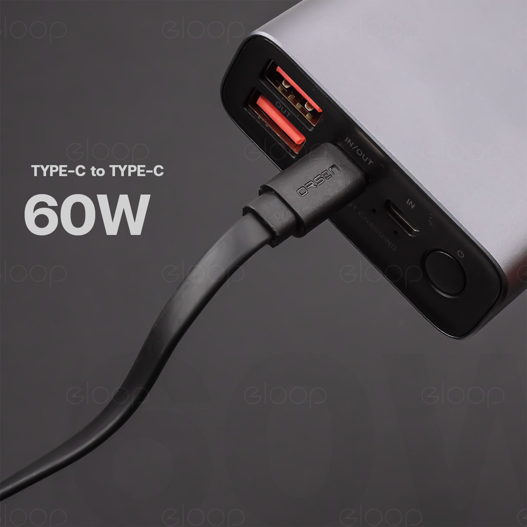 [35บ.โค้ดคุ้ม] Orsen by Eloop AC01 CC01 สายชาร์จ USB Type C ชาร์จเร็ว 20W / 60W สายแบน สายสั้น 50ซม. PD QC2.0 - รูปที่ 3
