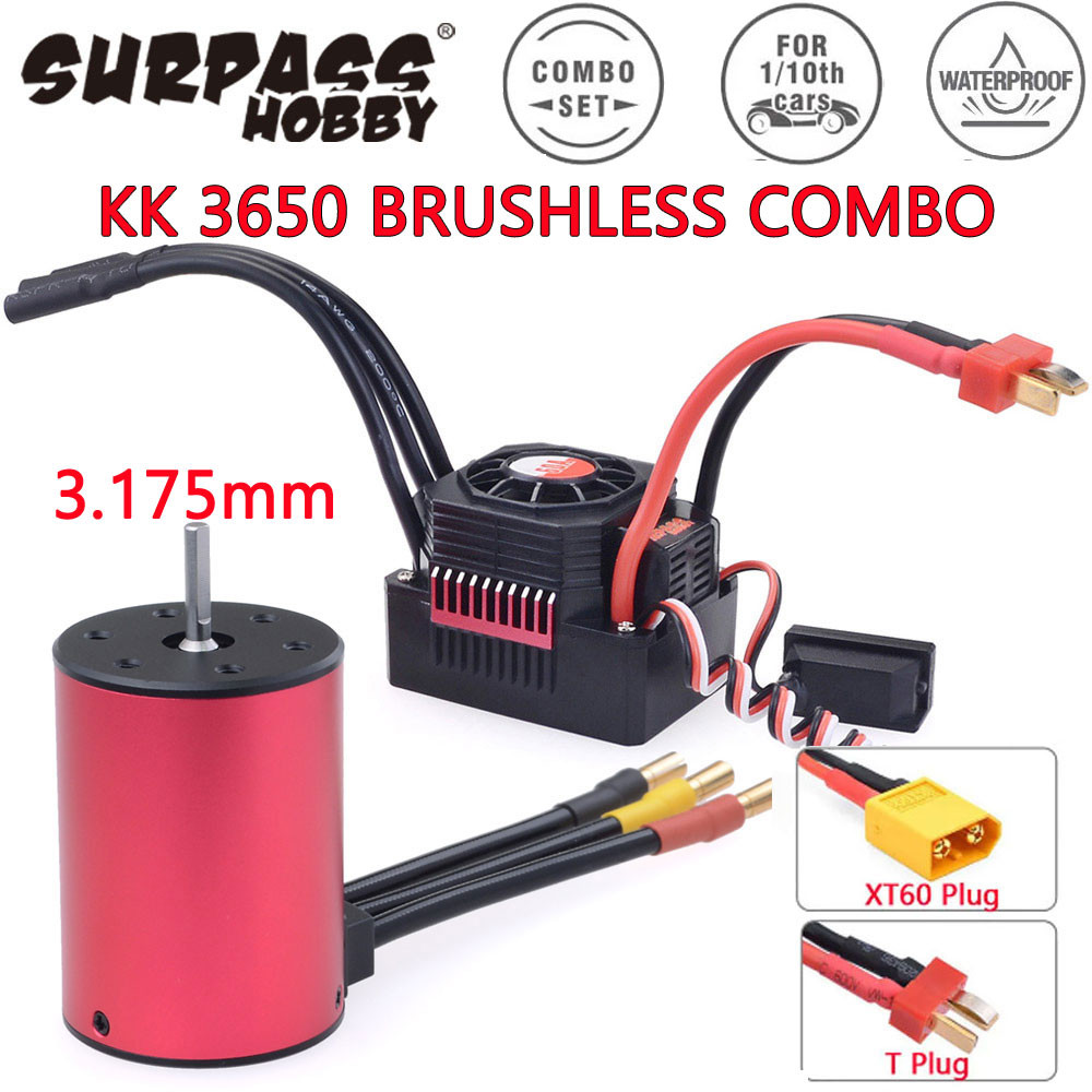 Surpass Hobby KK 3650 Combo มอเตอร์ไร้แปรงกันน้ํา 7700/6900/4500/3600/3100KV 3.175 มม.เพลา w/ 60A/120A ESC สําหรับ 1/10 RC รถ