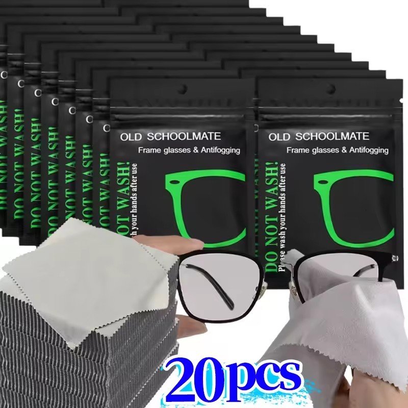 ผ้าทำความสะอาดเลนส์และแว่นตาวัสดุไมโครไฟเบอร์ ป้องกันหมอก  pack 5/10/20 ชิ้น