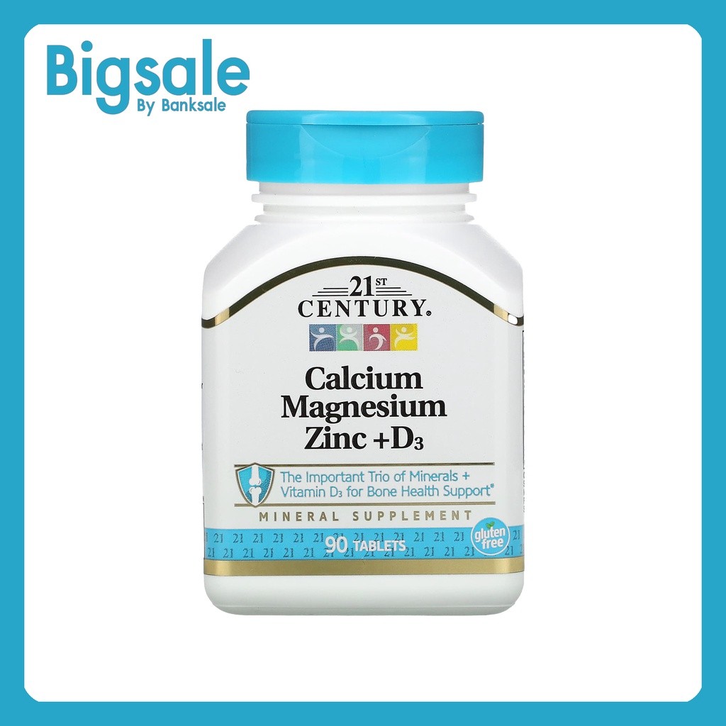 📢พร้อมส่ง 🔔  21st Century Calcium Magnesium Zinc + D3 90 Tablets