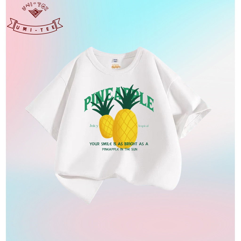 ออกแบบ ผลไม้ สับปะรด โรงงานจัดส่ง 24 ชั่วโมง เสื้อยืดผ้าฝ้าย เสื้อผ้าเด็ก แขนสั้น ท็อปส์ซู แฟชั่นเกาหลี สไตล์ใหม่ เด็กชายและเด็กหญิง 2-12 ปี 209