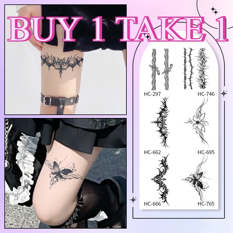 น้ําสมุนไพรหมึกรอยสักชั่วคราวปีกต้นขาปลอมสักสําหรับผู้หญิงศิลปะยาวนานสติกเกอร์รอยสักกันน้ําสัก