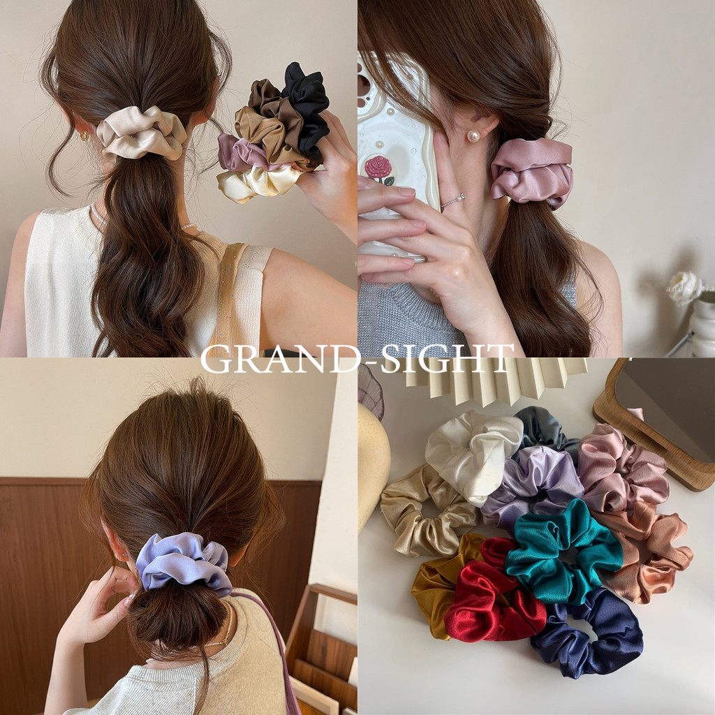 พร้อมส่ง• ยางรัดผม โดนัท ผ้าซาติน ยางมัดผม ที่รัดผม Size M
