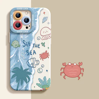 เคสไอโฟน13 สำหรับ iPhone 11 15 13 16 12 14 Pro Max 8 7 14 16 15 Plus XR XS X Max SE 2020 สร้อยข้อมือปลาทะเลสดใหม่แฟชั่น