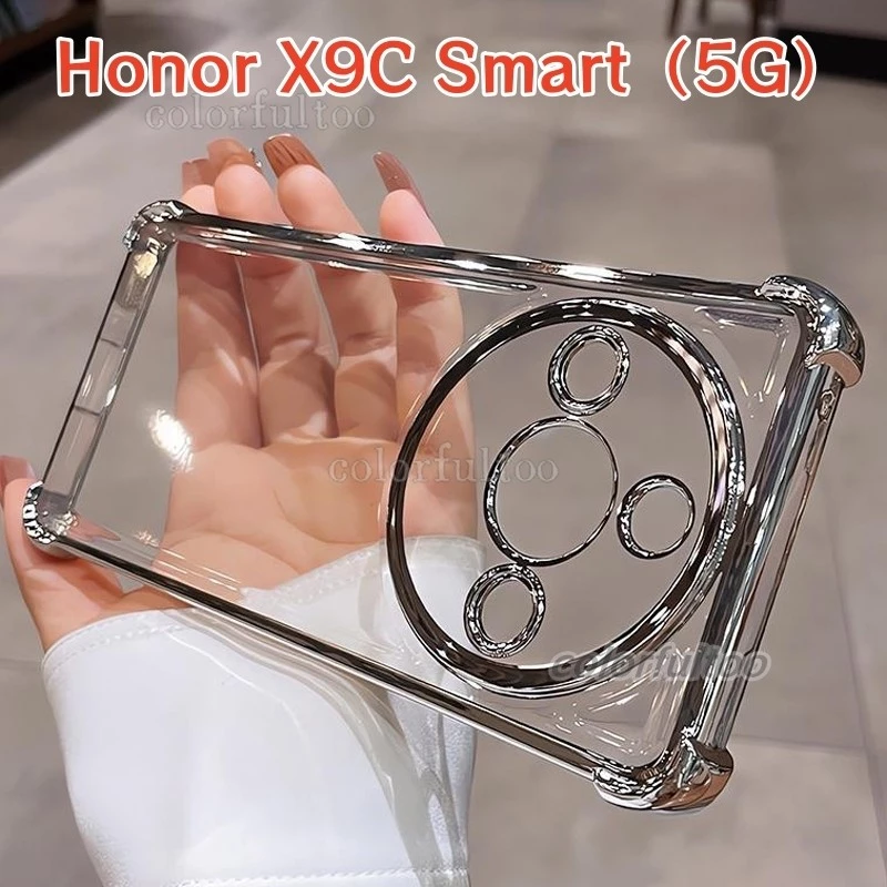 X9C 5G สีปลอกใสสําหรับ Honor X9C สมาร์ท HonorX9C X9d X6C HonorX7d 4G 5G Electroplate โปร่งใส TPU เคสโทรศัพท์กันกระแทกปลอกป้องกัน Anti-fall Soft ฝาหลัง