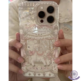 การ์ตูนม้าหมุนแกะน่ารักรูปแบบเปลือกอ่อน เคส IPhone 11 17 AIR 16 15 13 14 12 Pro Max X XS XR 8 16 7 15 14 Plus SE 2020