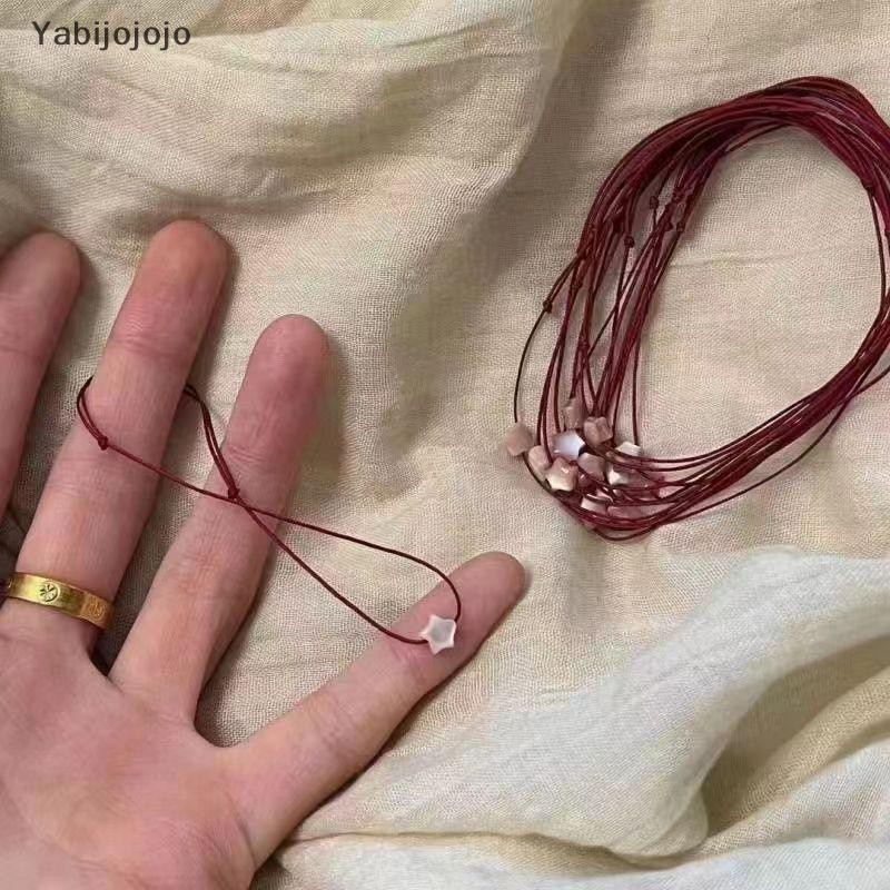 Yabijojojo Lucky เชือกสีแดงสีชมพู Pentagram สร้อยข้อมือผู้หญิงมิตรภาพปรับ Star Hand Chain แฟชั่นเครื่องประดับของขวัญอุปกรณ์เสริมใหม่