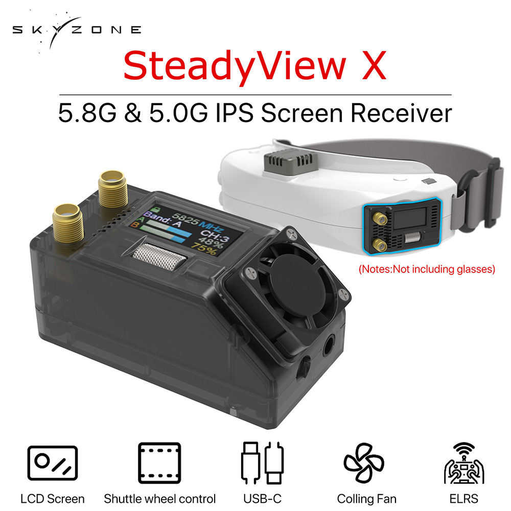 Skyzone Steadyview X 5.0G 5.8G Receiver โมดูล 2-6S ความไวสูงหน้าจอ IPS หลาย Bay สําหรับ RC เครื่องบิ
