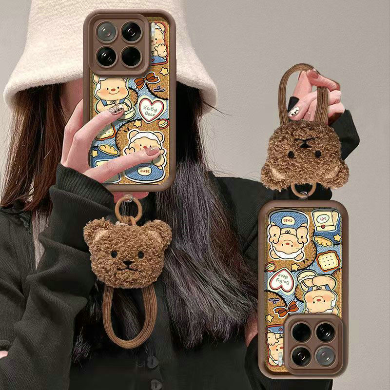 JG| เคส สำหรับ Realme 5 5i 6i 6 7 7i 8i 8 9 10 12 Pro Plus C1 C2 C11 C12 C15 C17 C20 C21 C21Y C25 C25S C25Y C30 C30S C33 C35 C51 C53 C55 C61 C63 C65 C67 C71 C75 Narzo 20 Pro 30A 50 50i 50A Prime การ์ตูนบิสกิตหมีน้อยเชือก เคสโทรศัพท์แบบนิ่มนุ่ม