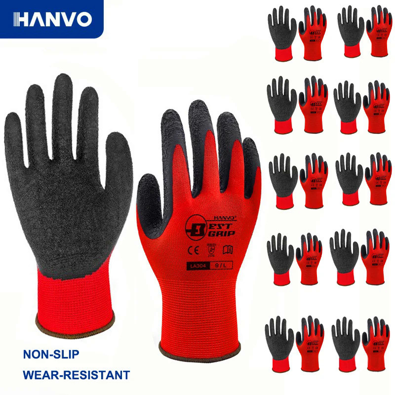 10 Pairs Non-slip Thicken Latex Rubber Safety Work Gloves Mechanic Working Gloves Palm Coated Gloves