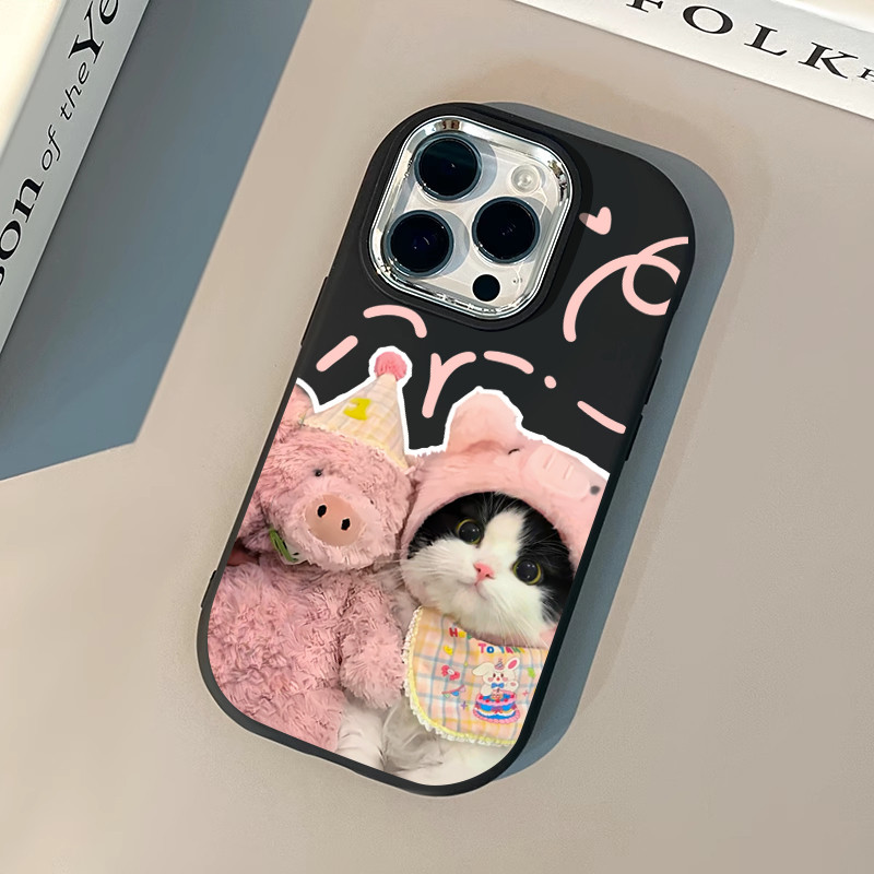 เคส เข้ากันได้กับ เคสไอโฟน 16 XR 11 16 13 15 12 14 Pro Max 15 7 8 Plus X XS Max SE 2020 เคสตุ๊กตาหมูแมวหนูการ์ตูนน่ารัก - รูปที่ 3