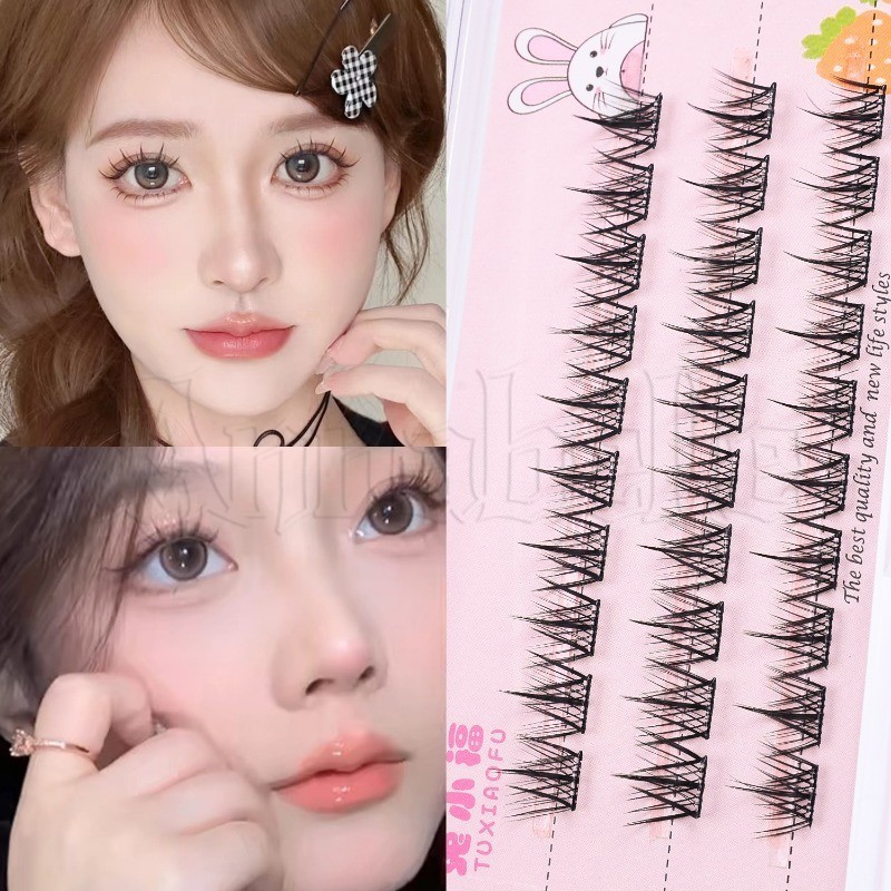 30 Clusters กาวฟรีขนตาปลอม - DIY Eyelash Extension Patch - ขนตาปลอมแบบมีกาวในตัว - ปุย หนา ยาว - Segmented Grafting Eyelash Band - อุปกรณ์แต่งหน้าดวงตา