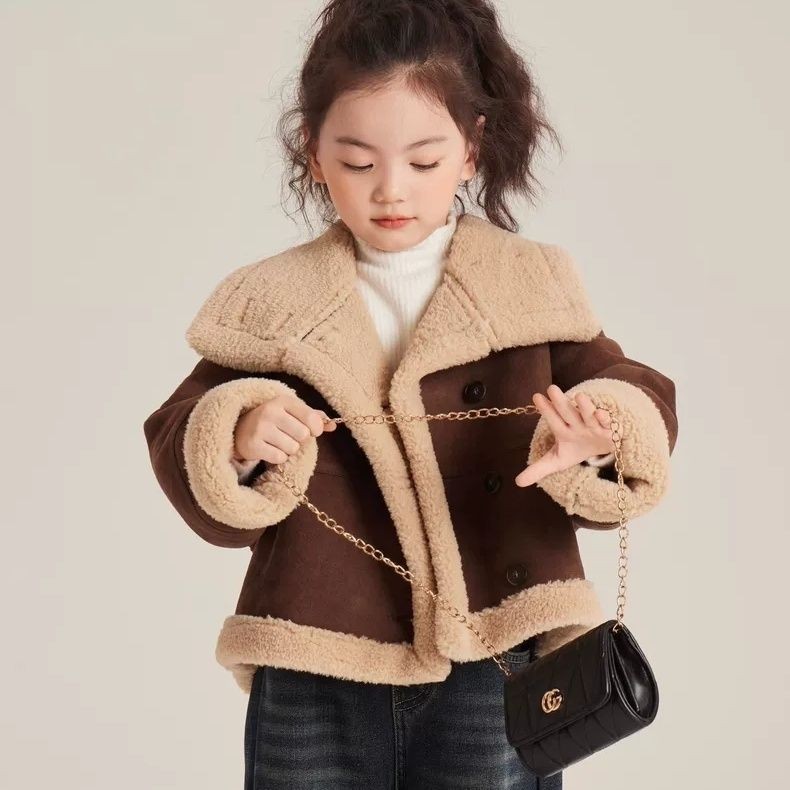 ฤดูหนาวใหม่ - ขนสัตว์เด็กเสื้อผ้าสําหรับเด็กผู้หญิงพับเพิ่มผ้ากํามะหยี่หนาเสื้อโค้ทที่อบอุ่น - รูปที่ 3