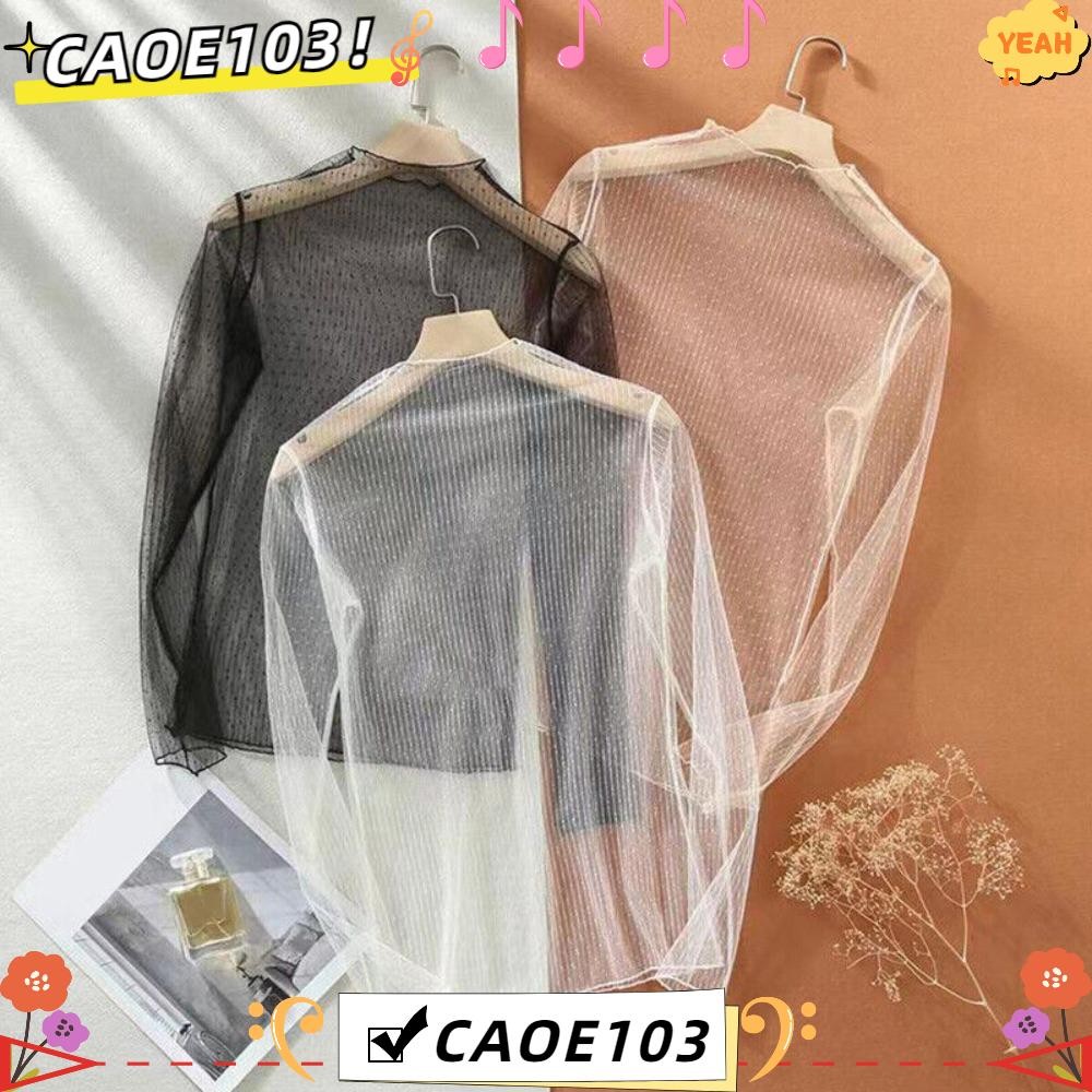 Caoe103เสื้อซีทรู,ผู้หญิงสุภาพสตรีเสื้อยืดท็อปส์,สบายซัมเมอร์บีชตาข่ายเชียร์ลูกไม้ด้านล่างเสื้อ