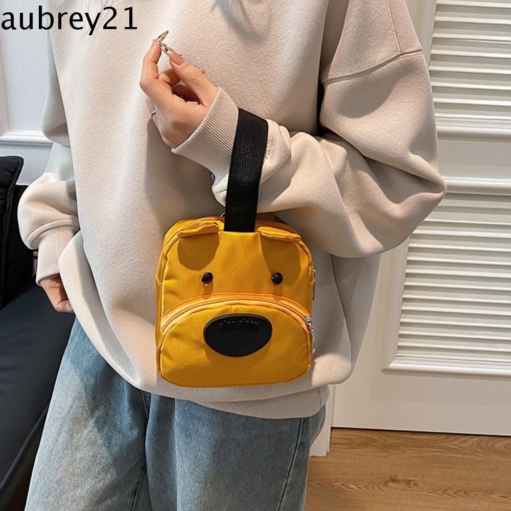 Aubrey1กระเป๋าถังสุนัข,กระเป๋าถือผ้าใบสี่เหลี่ยมลูกสุนัข,น่ารัก All-Matchสไตล์เกาหลีกระเป๋าเก็บเครื่องสําอางการ์ตูนกระเป๋าโทรศัพท์ผู้หญิง