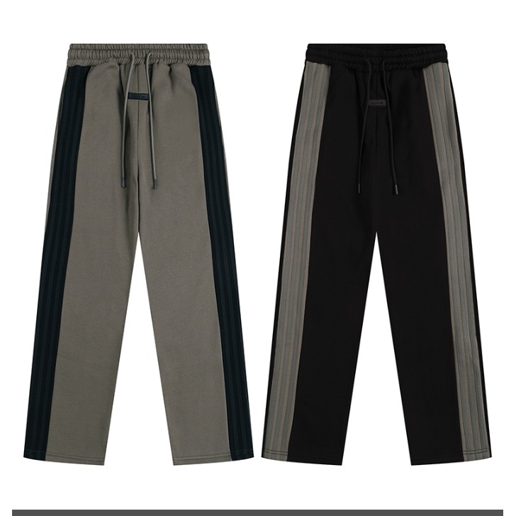 FOG double line ESSENTIALS splicing หลวมสบายๆกางเกงขาตรงฤดูใบไม้ร่วงและฤดูหนาว high street plus กํามะหยี่กางเกงอนามัยสําหรับผู้ชาย