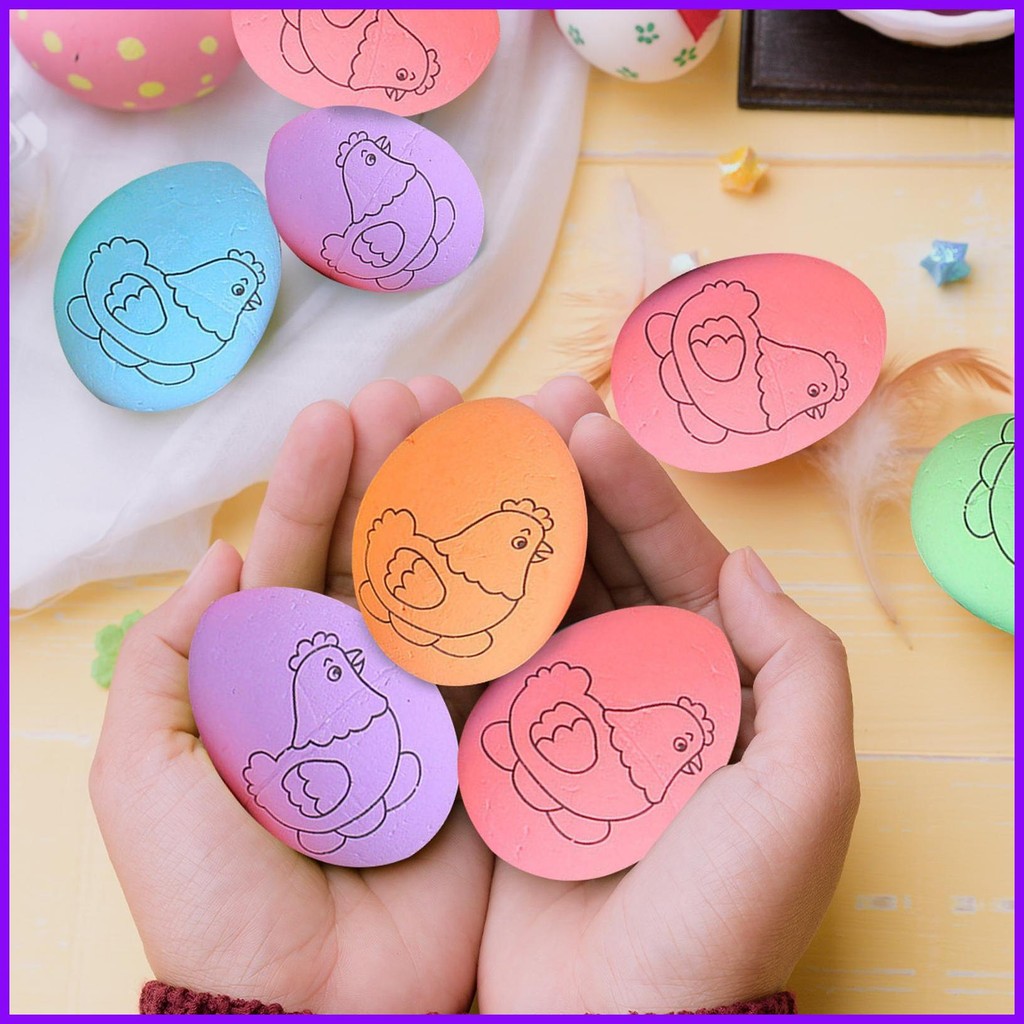 6-pack Easter hand-painted eggs set cartoon bunny simulation eggs children's coloring painting gift 