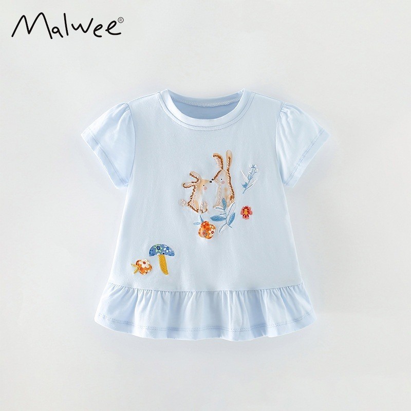 เสื้อยืด ผ้าฝ้าย แบบหนา พิมพ์ลายยูนิคอร์น สําหรับเด็กผู้หญิง qqz@LM - รูปที่ 3