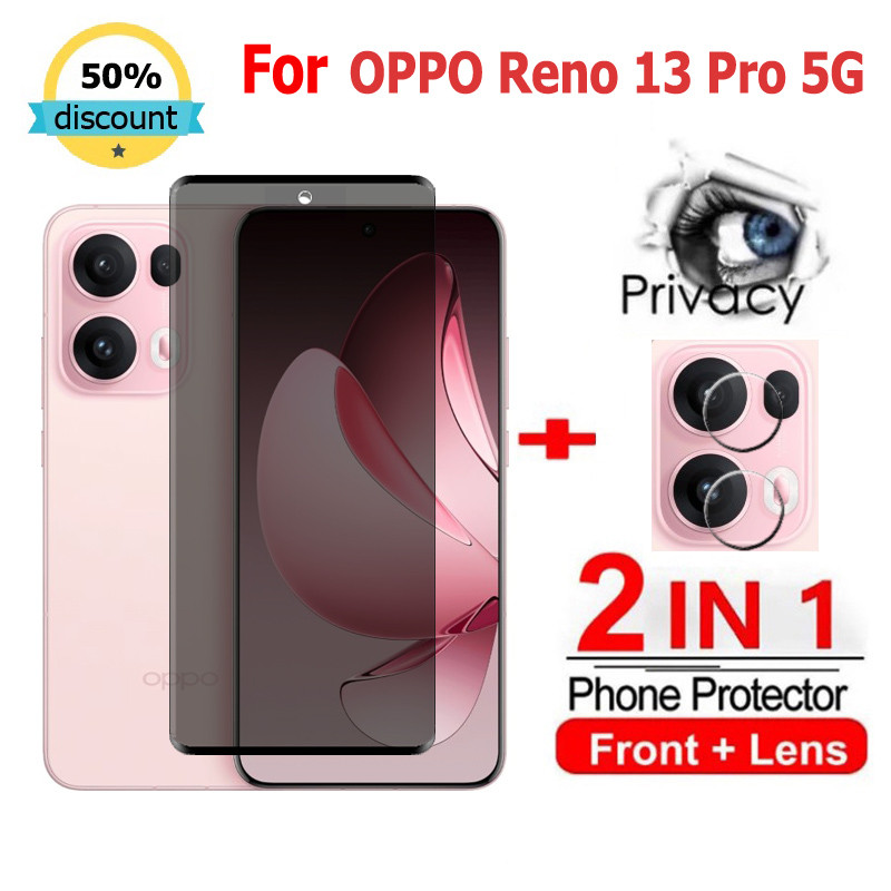 2 in 1 ฟิล์ม OPPO Reno 13 Pro 5G ฟิล์มกระจกนิรภัยกันรอยหน้าจอ กันแอบมอง เพื่อความเป็นส่วนตัว สําหรับ OPPO A80 A60 A40 A18 A58 A79 A59 A98 A78 A96 A3X Reno 13F 12 11F 12F 8T 10 Pro Plus 5G ฟิล์มกันรอย ฟิล์มกล้อง