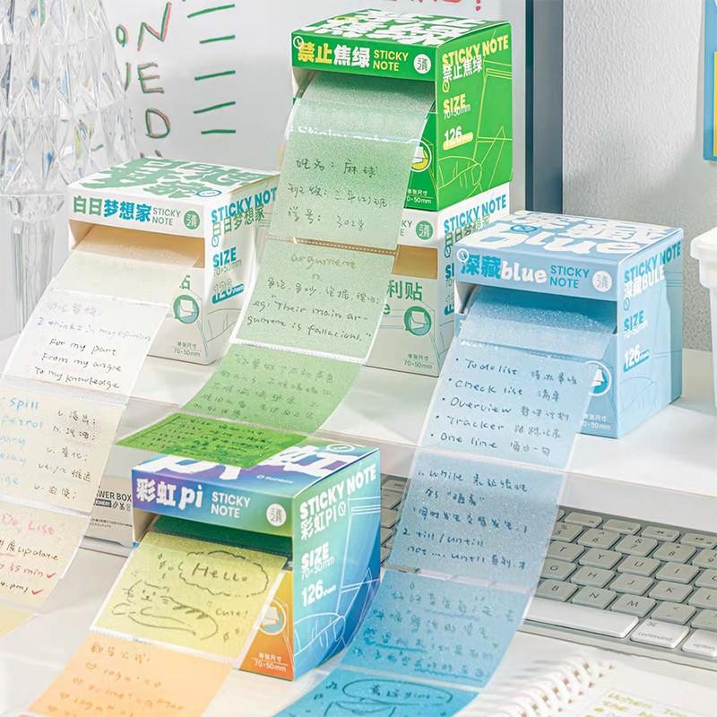 126 ชิ้น Creative Gradient สี Pearlized Sticky Notes ชุดขนาดใหญ่ความจุดึงออกโปร่งใส Memo กระดาษ DIY Journal สติกเกอร์ตกแต่ง
