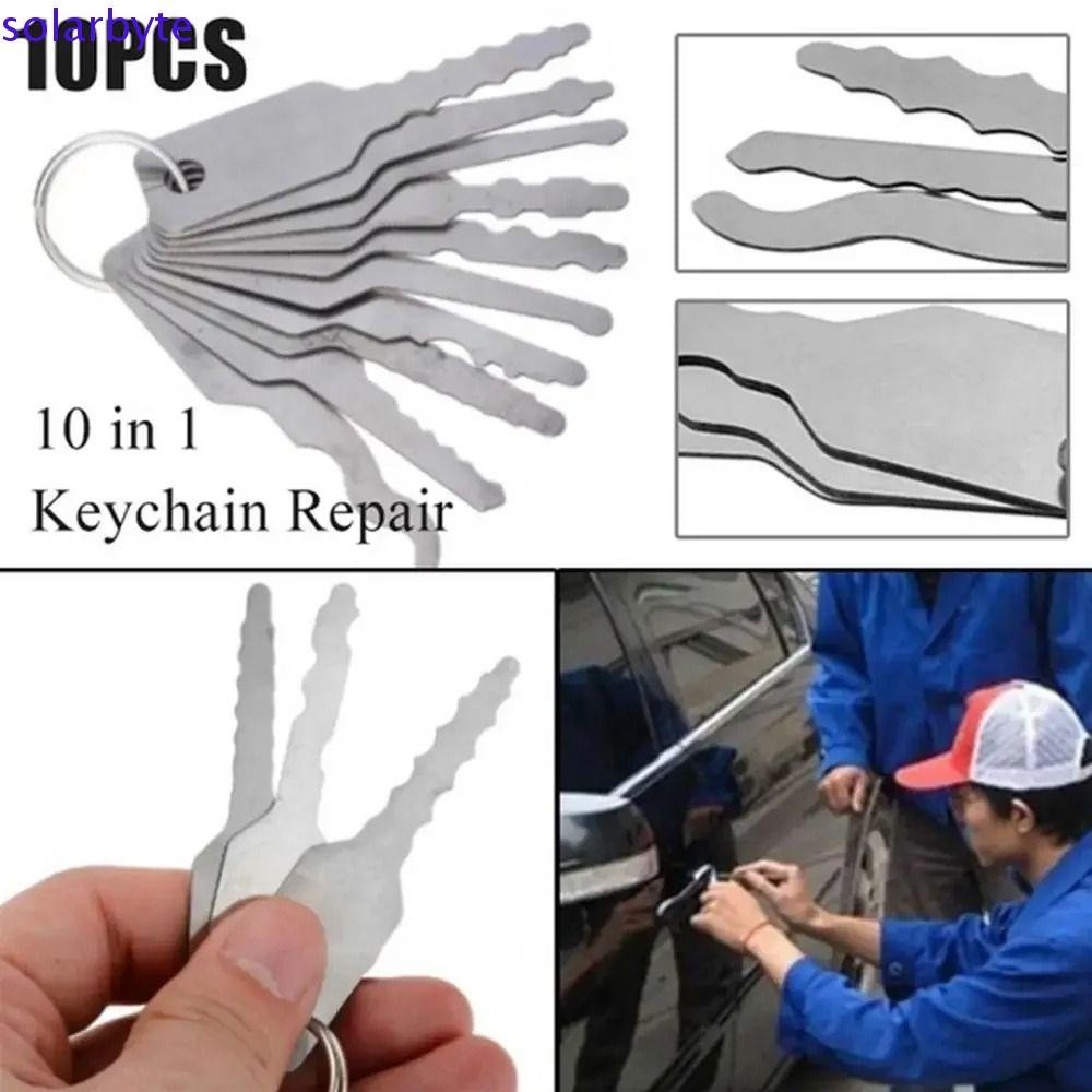 Solarbyte 10 ชิ้น/เซ็ตเปิดประตูกุญแจ,สวมใส่ 10 In 1 Jiggler Keys,แบบพกพา Dual Sided Lockpick ทนทานเปลี่ยนกุญแจเครื่องมือซ่อมรถยนต์