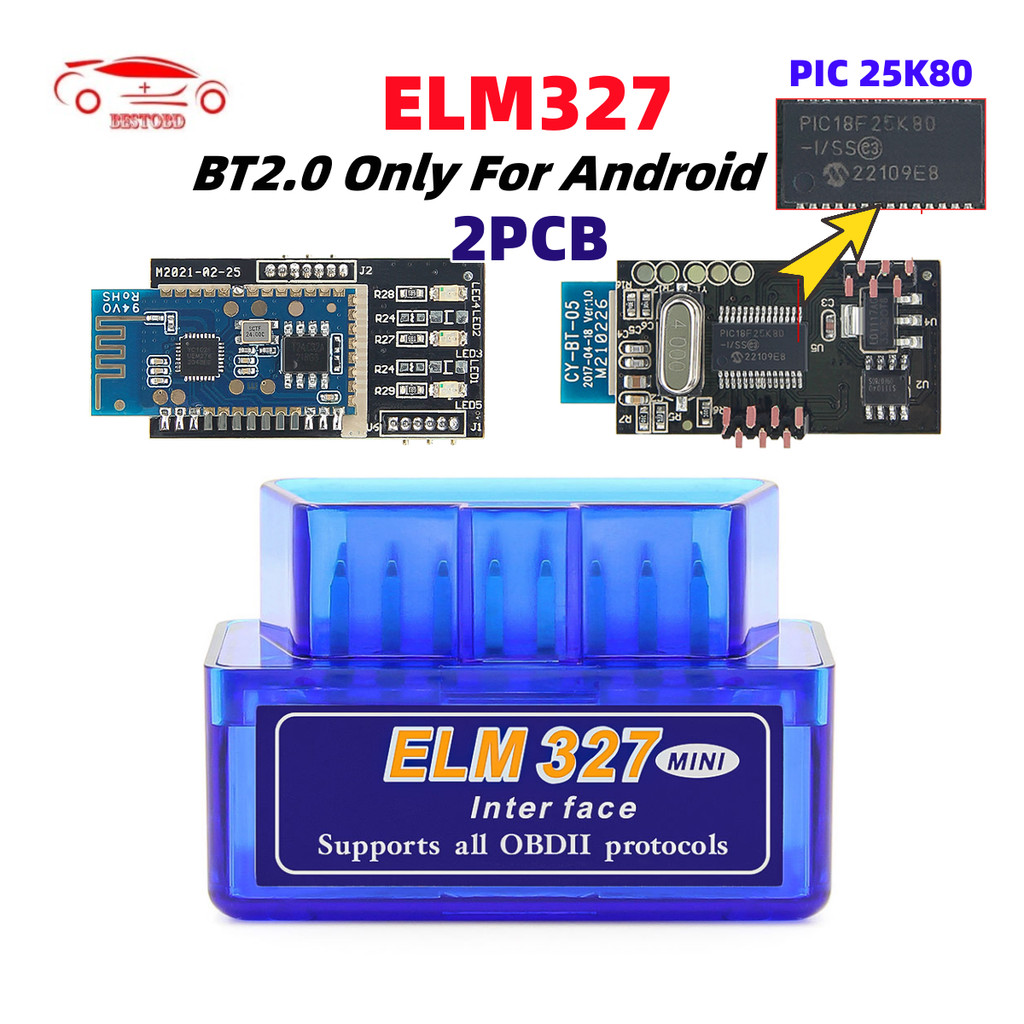 ELM327 V1.5 OBD2 Bluetooth2.0 PIC18F25K80 เครื่องสแกนเนอร์อัตโนมัติสําหรับ Android Code Reader OBD 2
