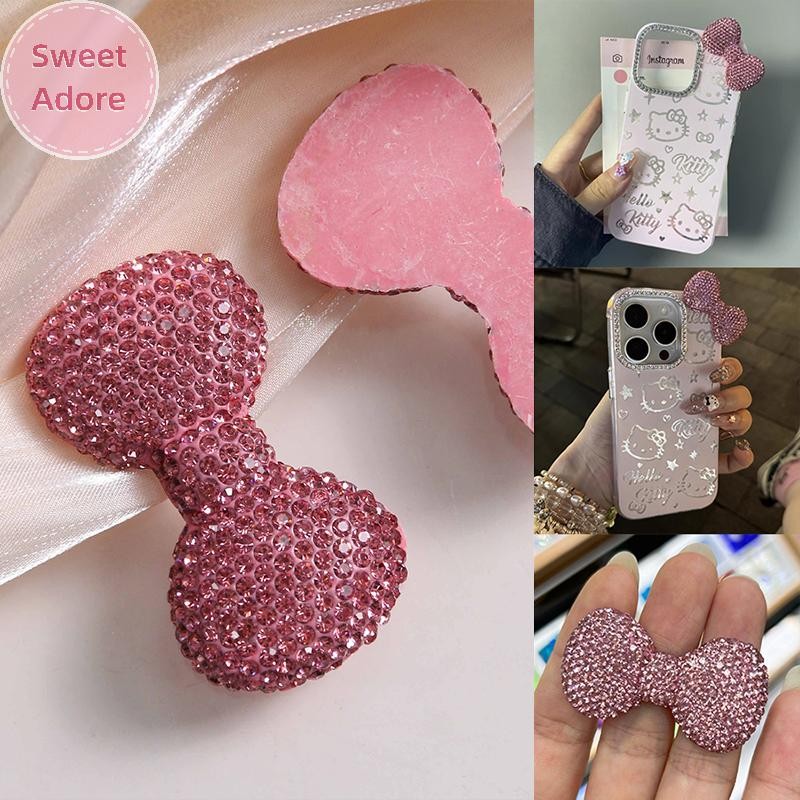 Sweetadore Sweet Diamond Inlay โบว์ขนาดใหญ่เรซิ่น Flatback สําหรับเครื่องประดับทํา DIY Hairpin หัตถกรรม Charms TH