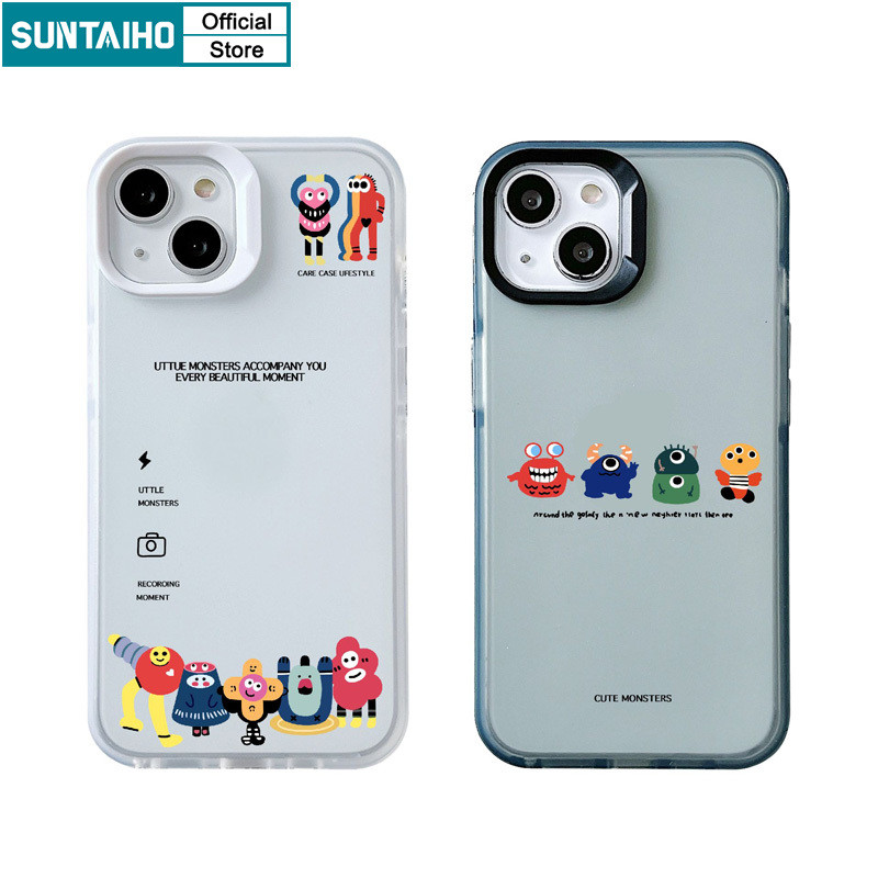 Suntaiho ตลกการ์ตูน Monster รูปแบบ Clear Frosted สําหรับ Iphone 16 15 14 12 13 11 Pro Max IP 7 8 Plus Iphon X Xs XR Xs Max TPU ซิลิโคนนุ่มพรีเมี่ยมกันกระแทกปกหลัง