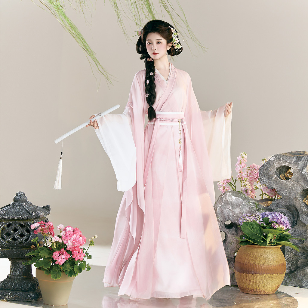Wei Jin สไตล์ Hanfu ชุดเครื่องแต่งกายโบราณสำหรับสาว กระโปรงยาวและแขนใหญ่ - รูปที่ 7