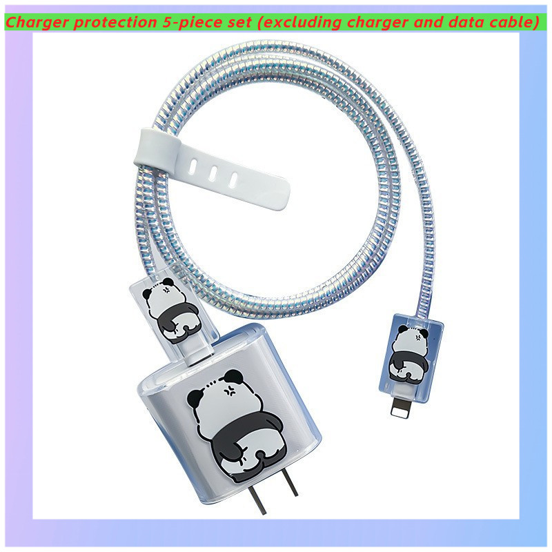 เคสโทรศัพท์แพนด้าสําหรับเครื่องชาร์จ Apple 20W/18W - ฝาครอบตัวป้องกันถ้วยชาร์จเร็วพร้อมคลิปหนีบสายไฟและที่เก็บสายไฟ - รูปที่ 2