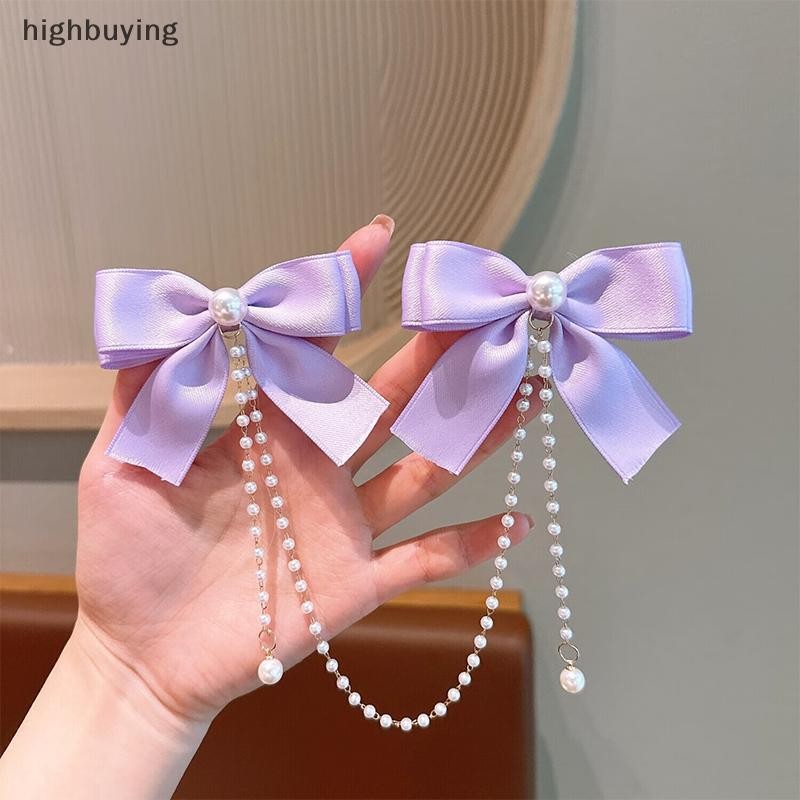 [ซื้อสูง] โบว์มุกเซลหรูหราสีทึบผมClawเด็กเจ้าหญิงHairpinsแฟชั่นความงามอุปกรณ์เสริมผมใหม่สต็อก