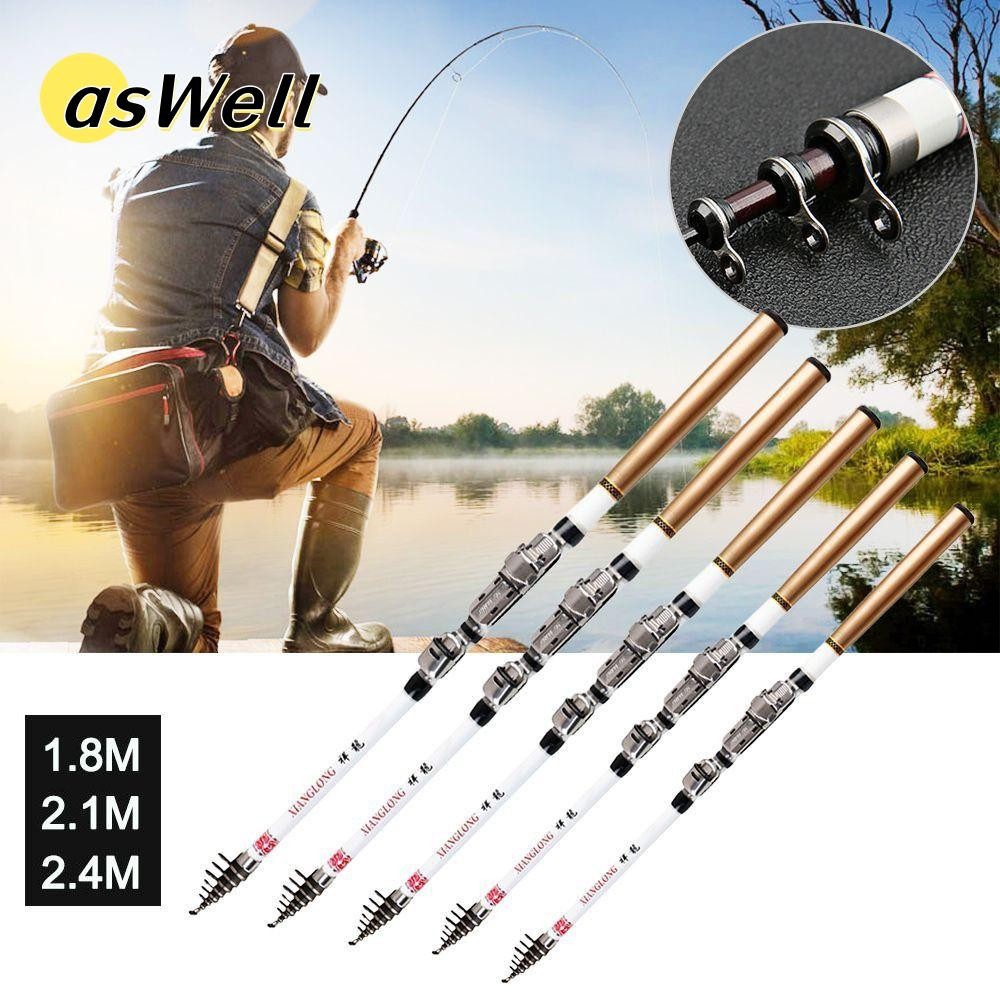ASWELL เบ็ดตกปลา ขนาด 2.1M, 1.8M, 1.5M คาร์บอนไฟเบอร์ สไลด์ยืดได้ สำหรับตกปลา.Stream Hand Pole